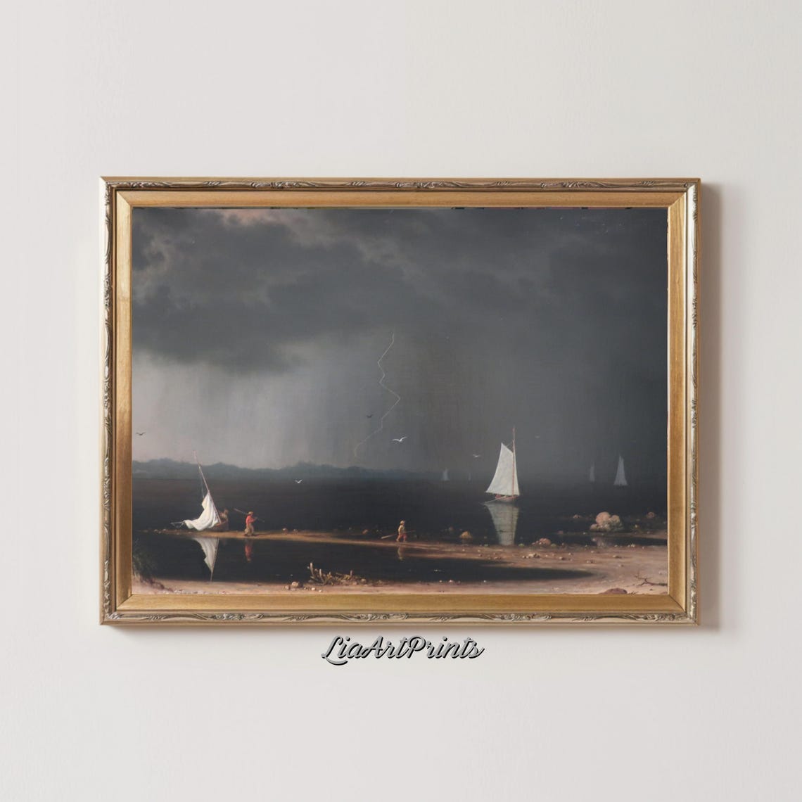Martin Johnson Heade Approaching Thunderstorm Sailboats Coastal Poster - Image 2