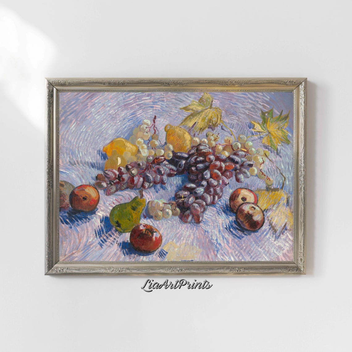 Grapes Apples Pears and Lemons Van Gogh Style Fruit Still Life Poster - Image 4