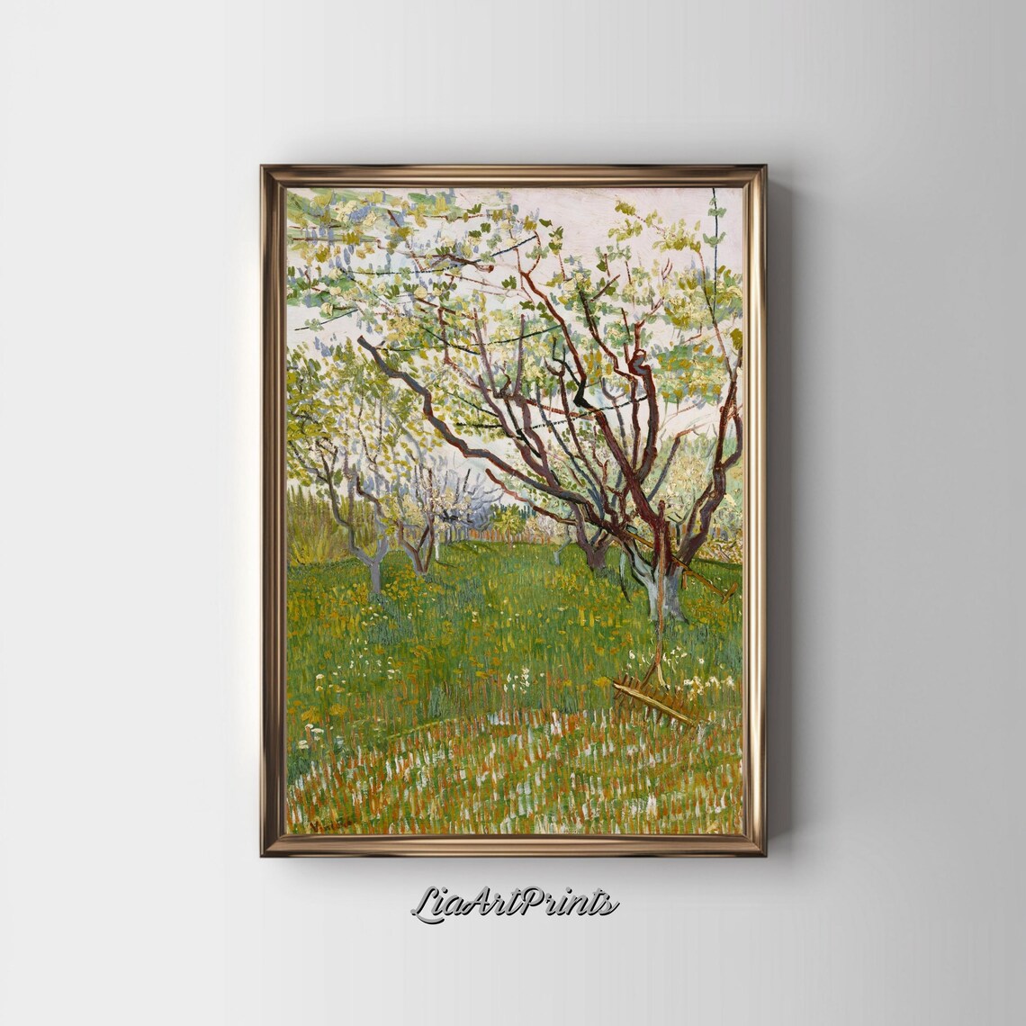 Van Gogh Orchard Scene, Impressionist Nature Art Print - Image 2