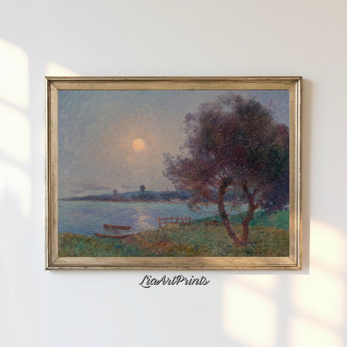 Tranquil Moonlit Landscape, Serene Evening Art Print
