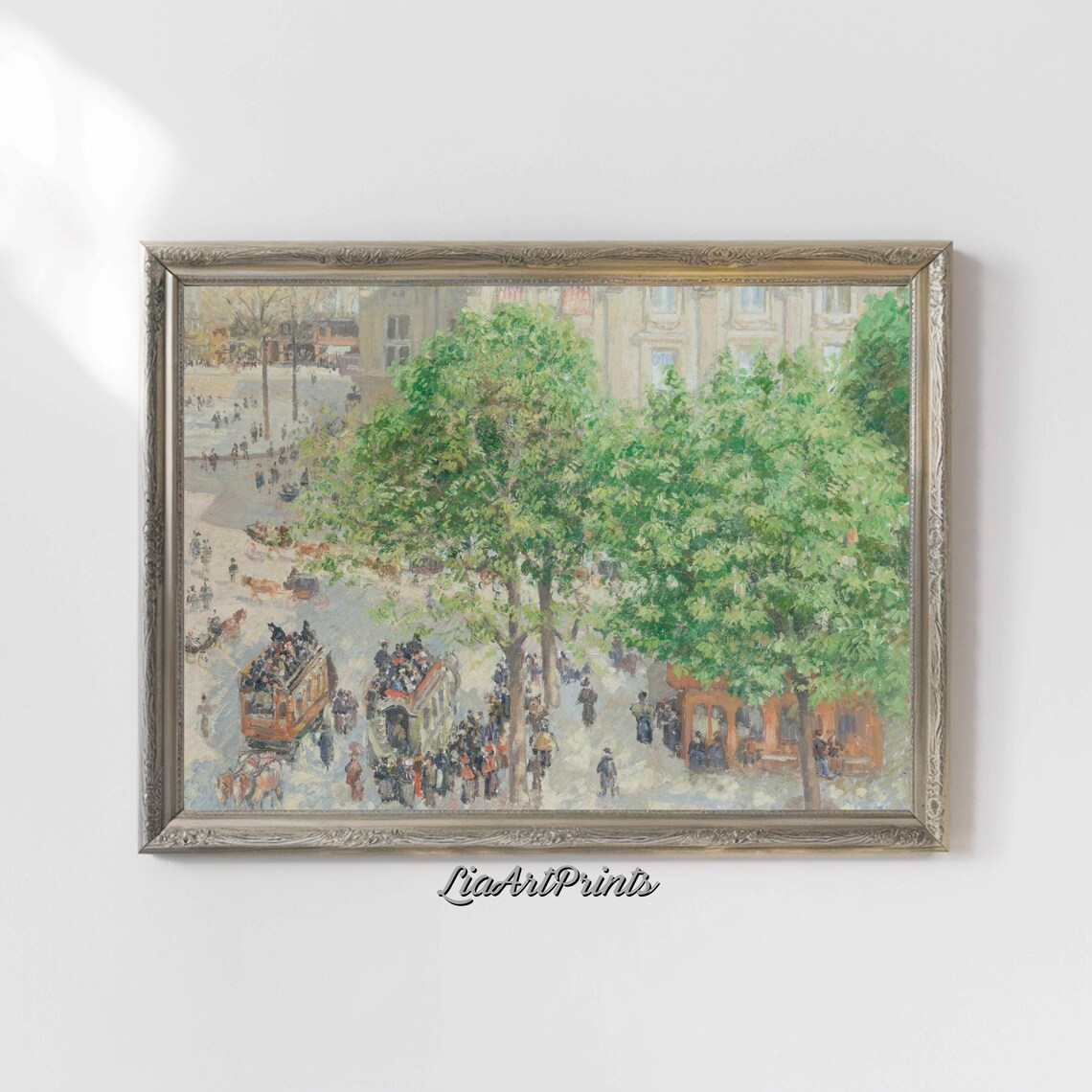 Impressionist City Park Horse Drawn Omnibuses Trees Vintage Poster - Image 4