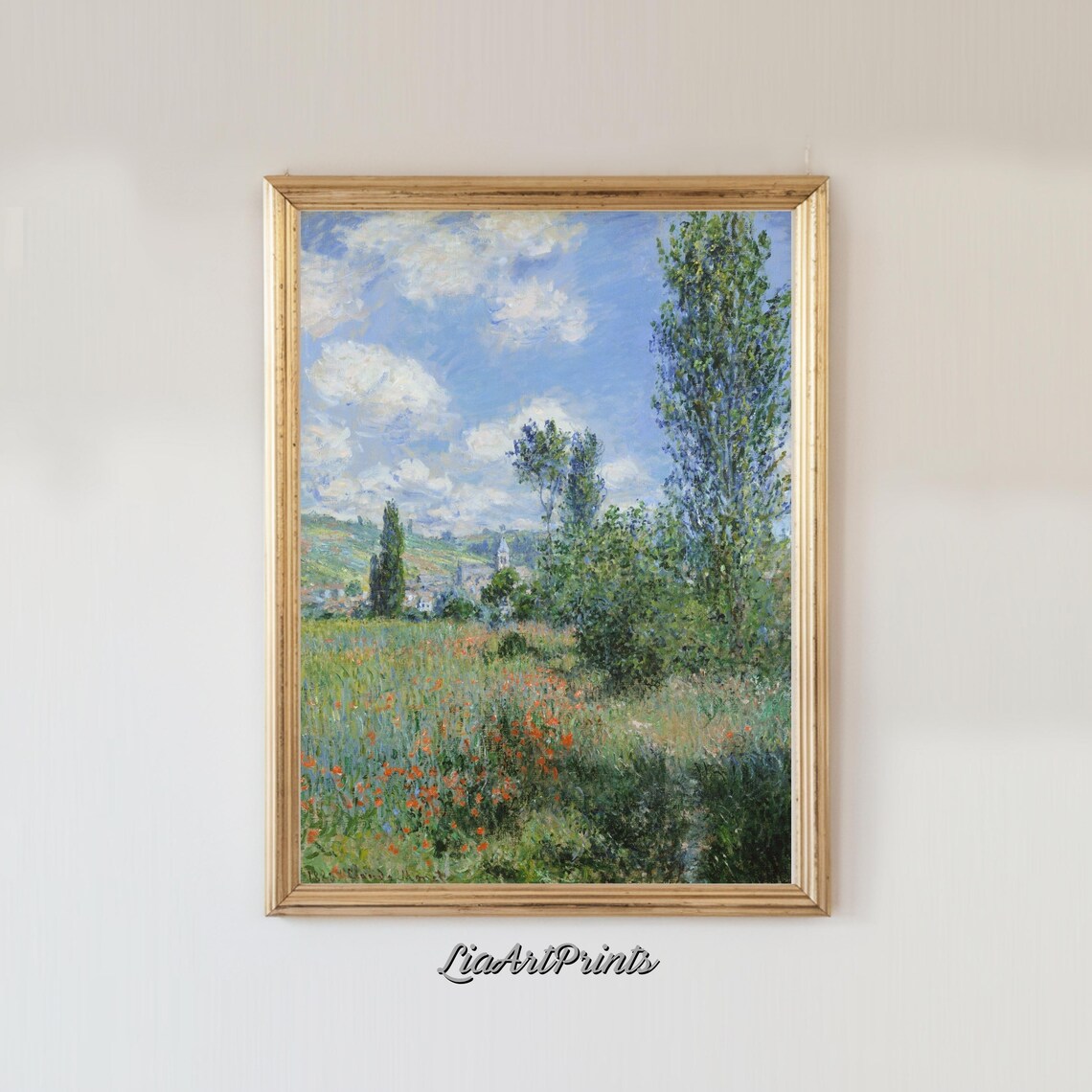 Sunny Impressionist Meadow Scene, Monet Inspired Art - Image 3