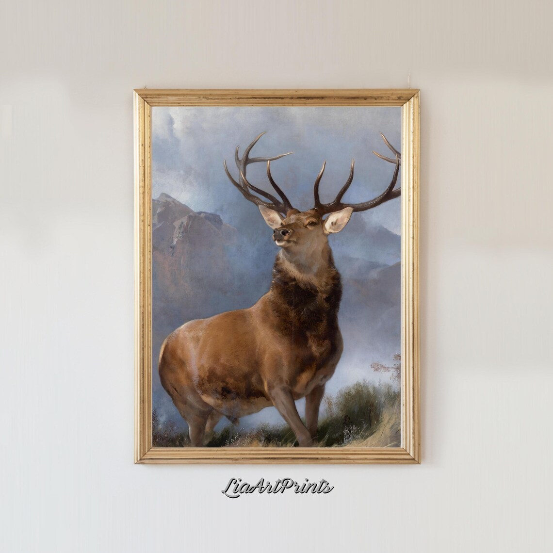 Landseer Monarch Of The Glen Stag Misty Scottish Highlands Wildlife Poster - Image 4