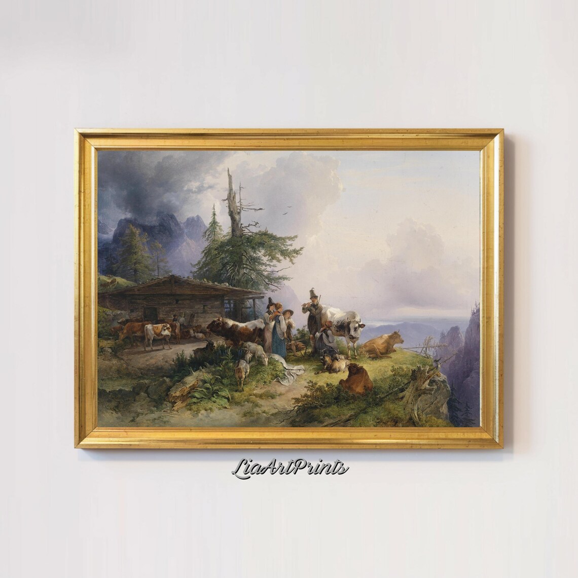 Alpine Pastoral Scene, Rustic Mountain Landscape - Image 3