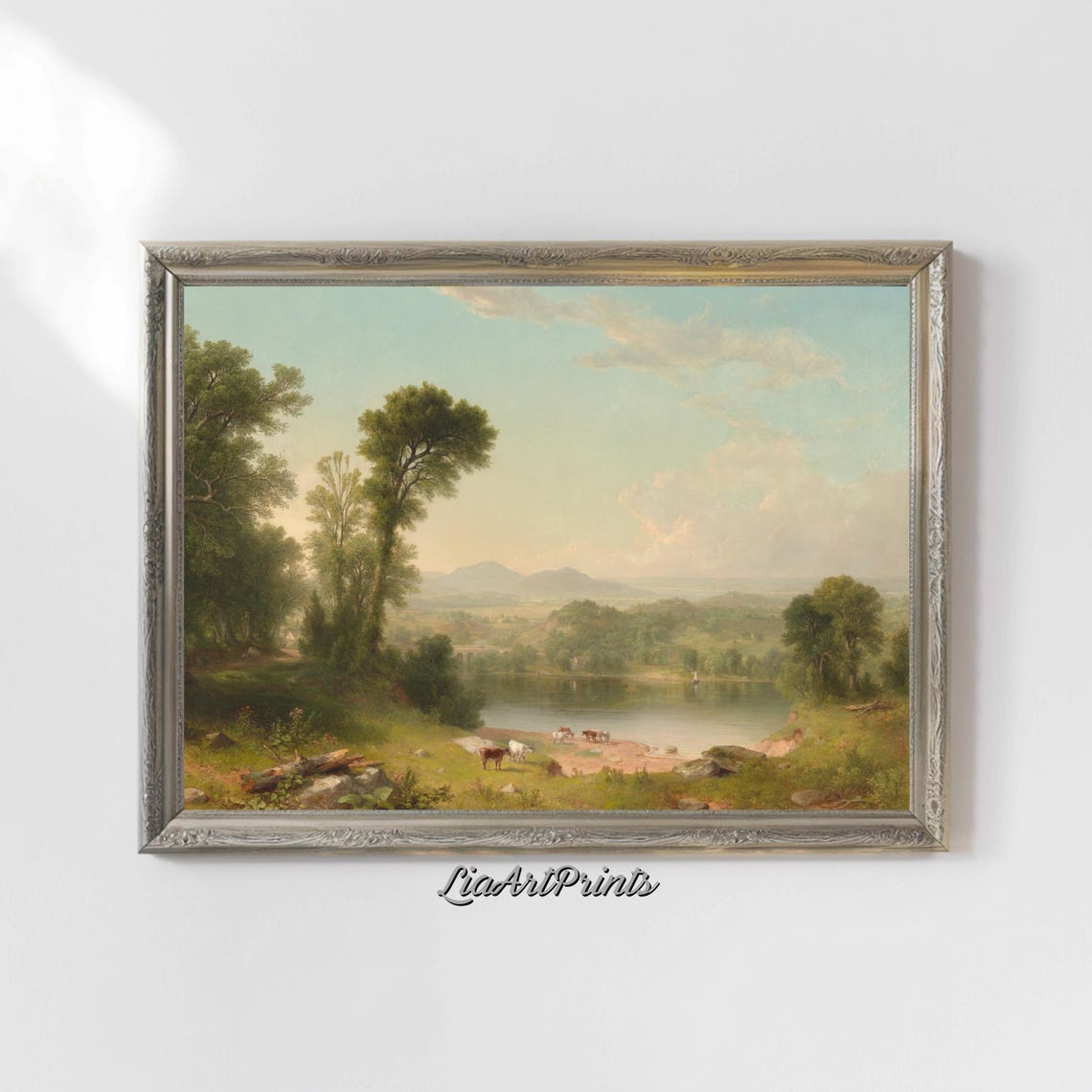 Serene Pastoral Landscape Art Tranquil Countryside River Scene Classic Nature Wall Decor - Image 5