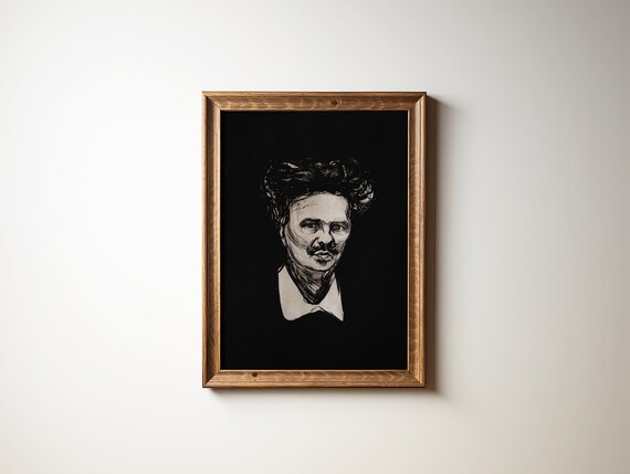 Vintage Black And White Charcoal Sketch Portrait Of A Man Print
