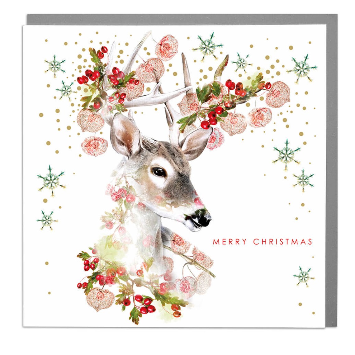 Deer Happy Christmas Holiday Greeting Card