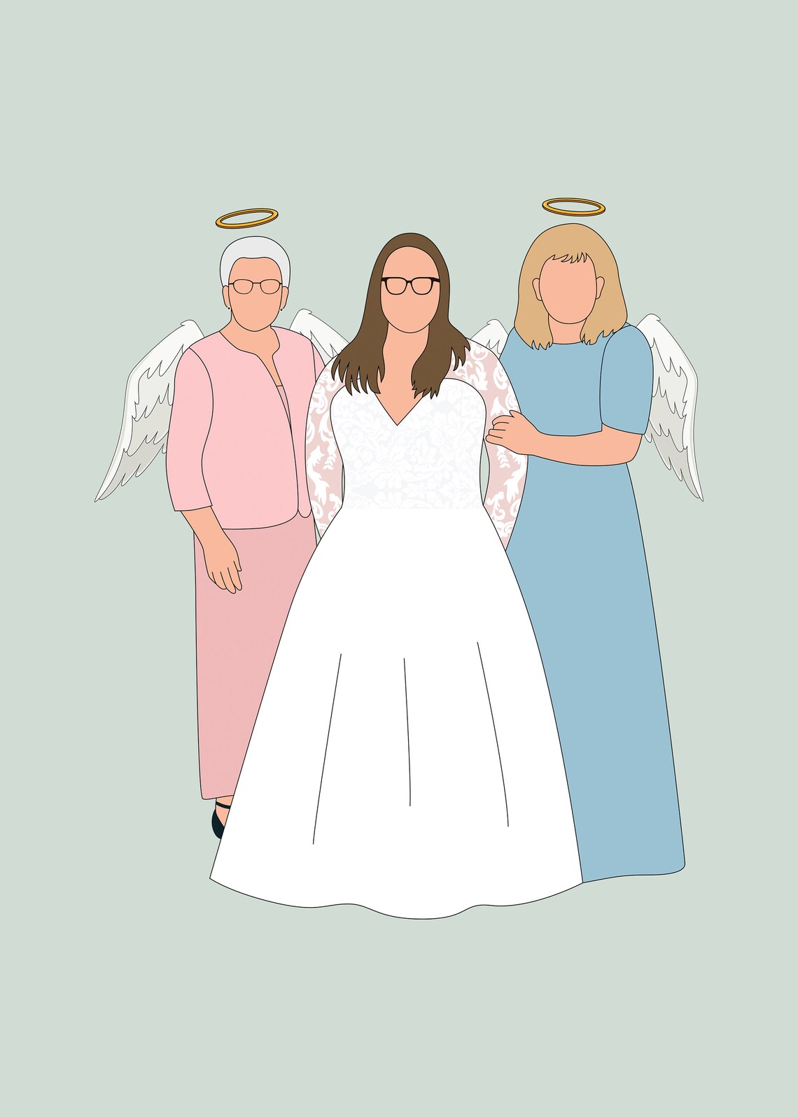 Guardian Angel Embracing a Bride in Soft Pink Memorial Poster - Image 4