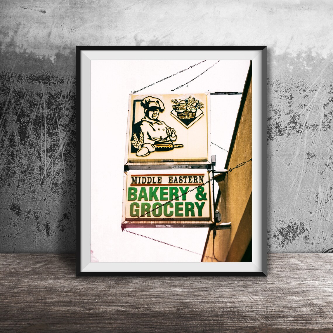 Middle Eastern Bakery and Grocery Vintage Hanging Sign Poster