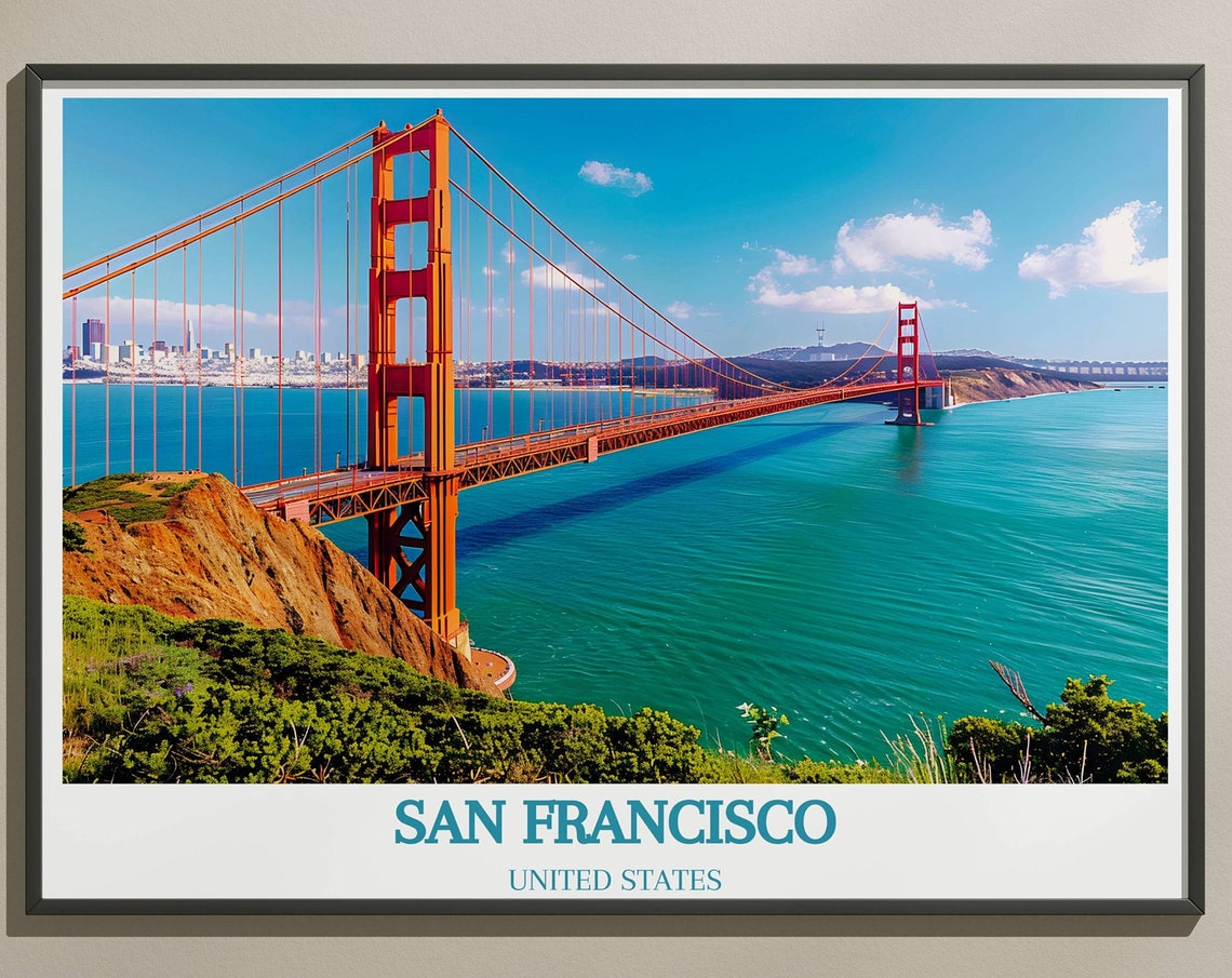 Golden Gate Bridge San Francisco Panoramic Travel Poster Art