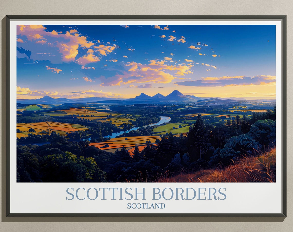 Scottish Borders Scotland Sunset River Valley Panoramic Poster