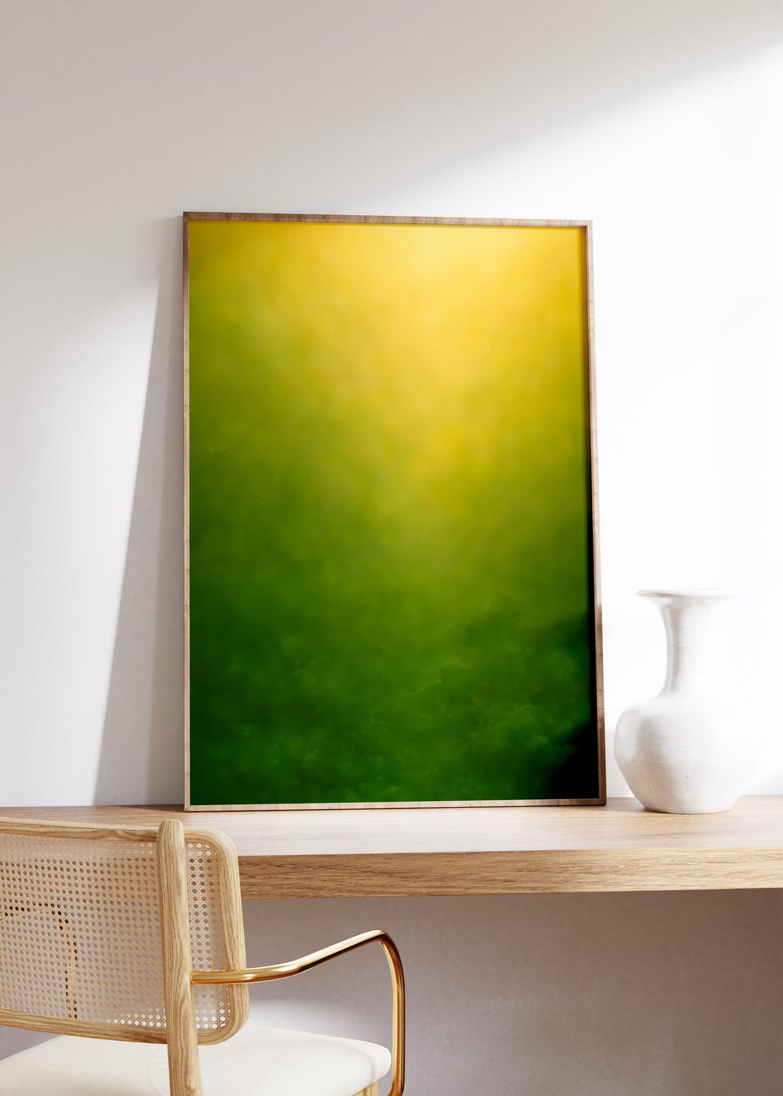Green Yellow Moss Glow Gradient Earthy Abstract Color Art Poster