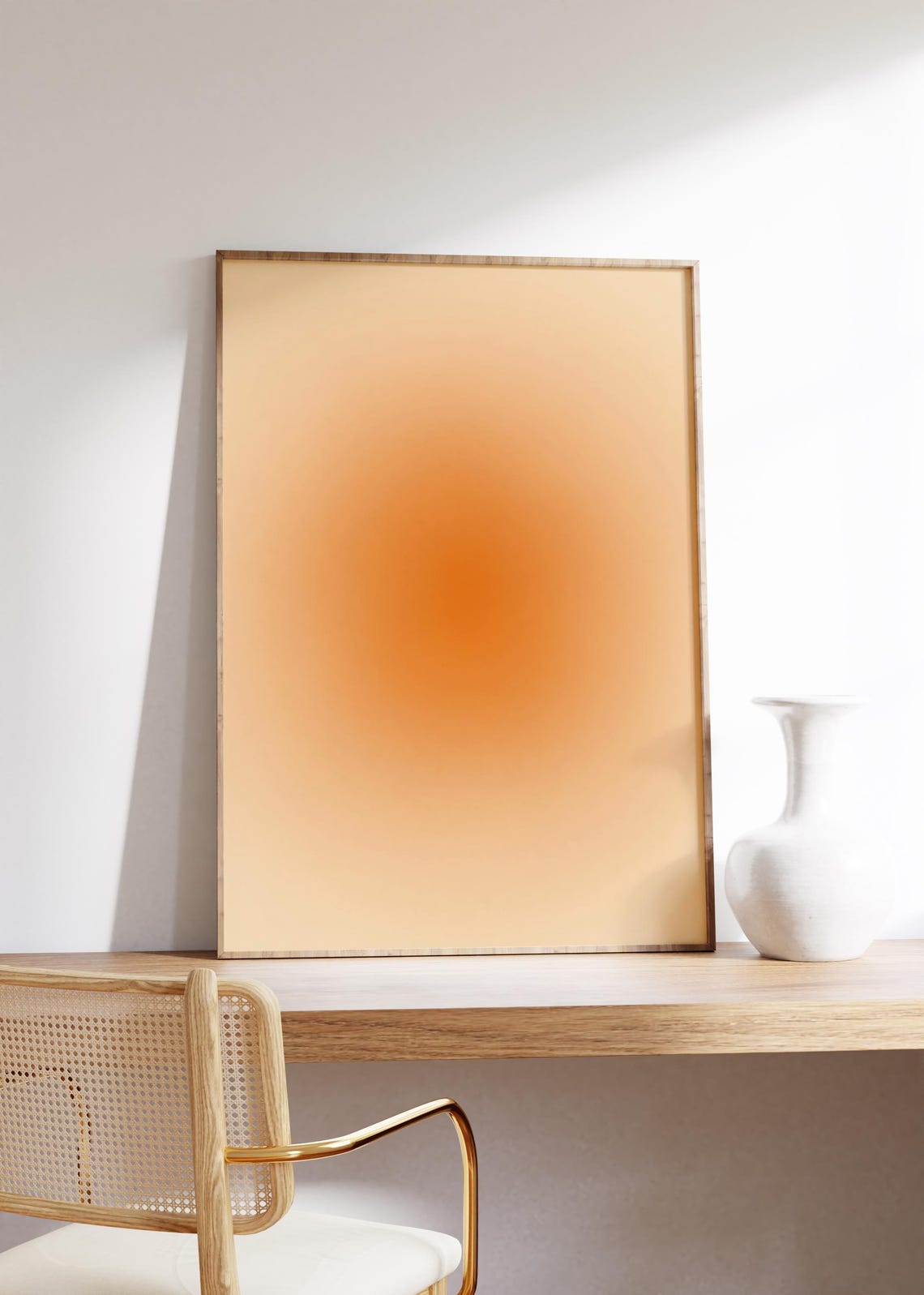 Burnt Orange Radiant Glow Earthy Gradient Modern Abstract Wall Art