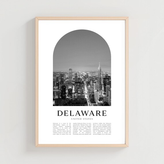 Delaware Night City Skyline Black White Modern Urban Photo Poster