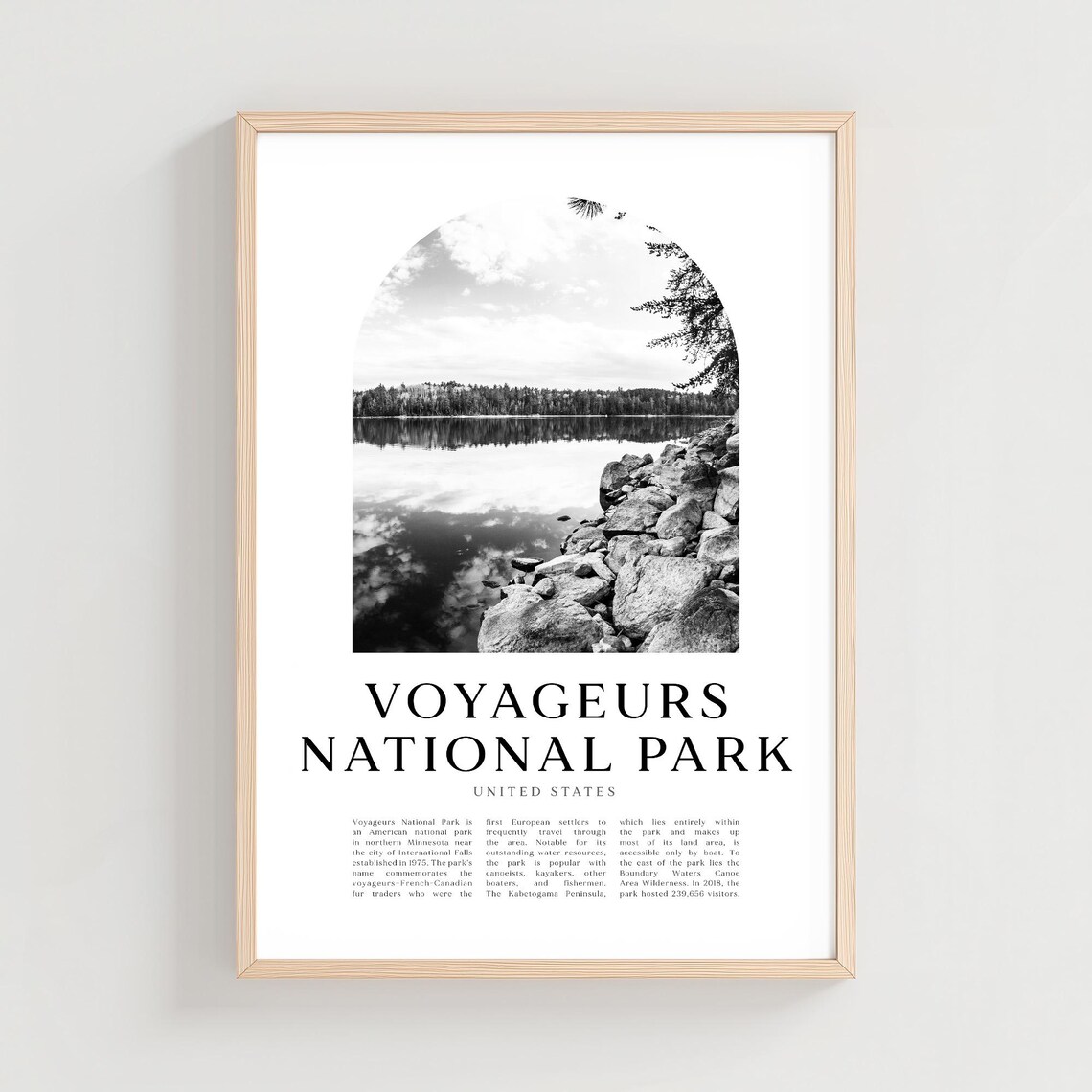 Voyageurs National Park Serene Lakeshore Black And White Poster