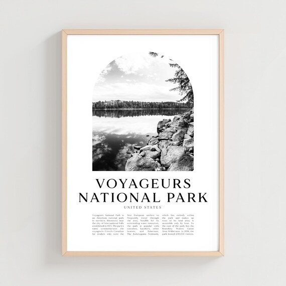 Voyageurs National Park Serene Lakeshore Black And White Poster