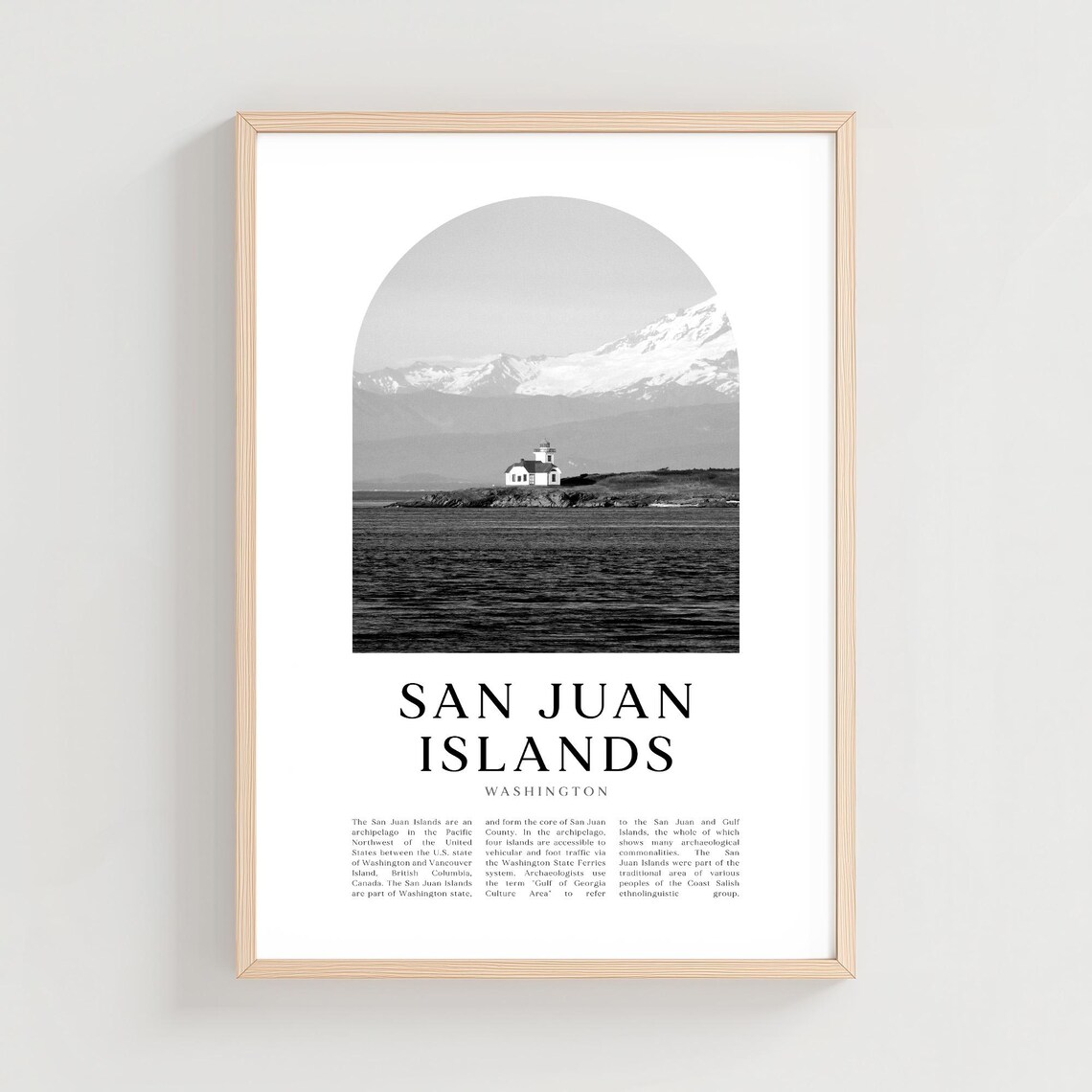 San Juan Islands Washington Lighthouse Coast Black and White Poster