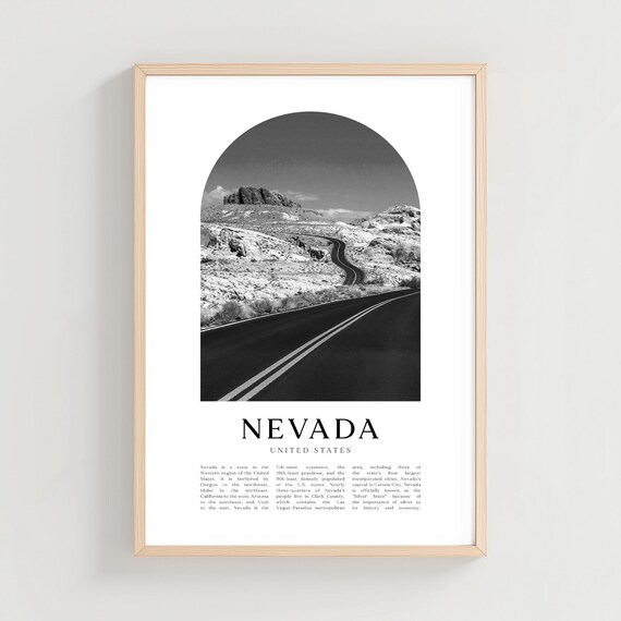 Nevada Desert Highway Winding Road Iconic Black White Photo Poster