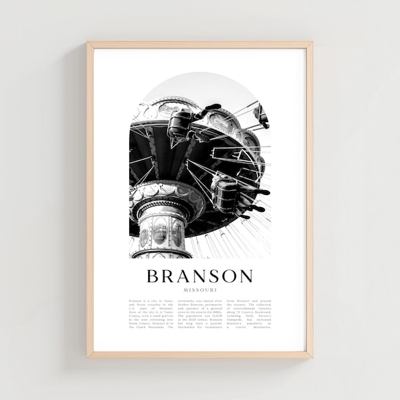 Branson Missouri Swing Ride Amusement Black White Photography Poster