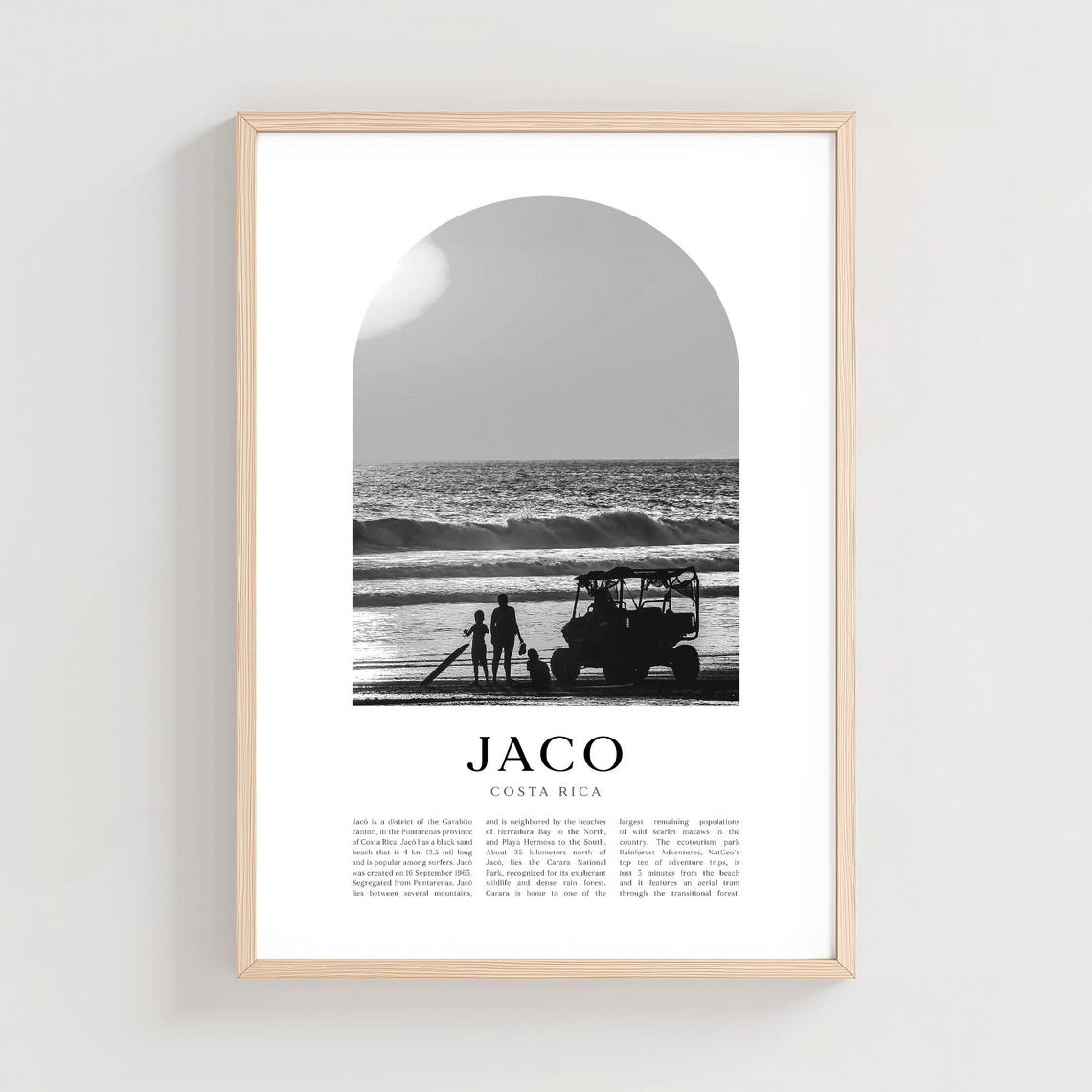 Jaco Costa Rica Surf Beach Silhouette Black and White Photo Poster