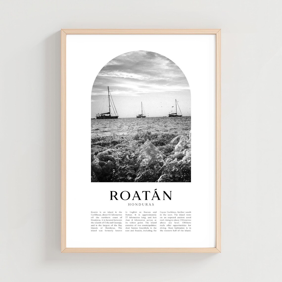 Roatn Travel Poster Print Wall Art Honduras City Gift Decor Ce18m