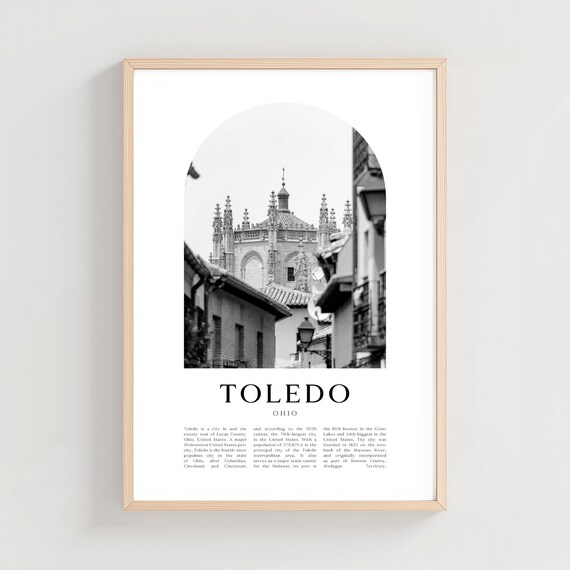 Toledo Ohio Historic Old Street Cathedral Black and White City Print