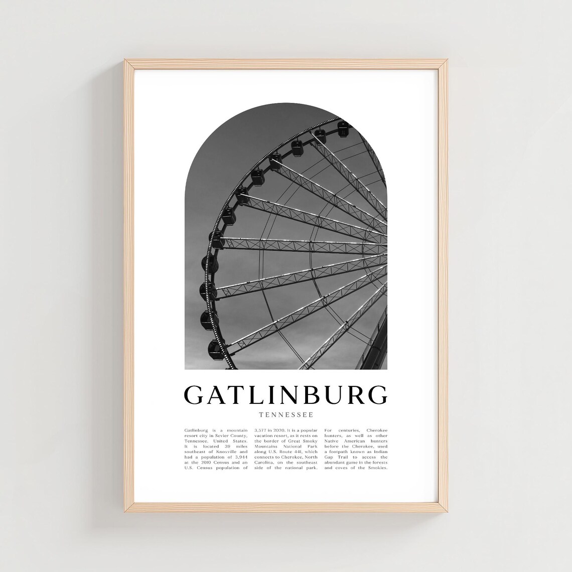 Gatlinburg Tennessee Ferris Wheel Black And White Photo Poster