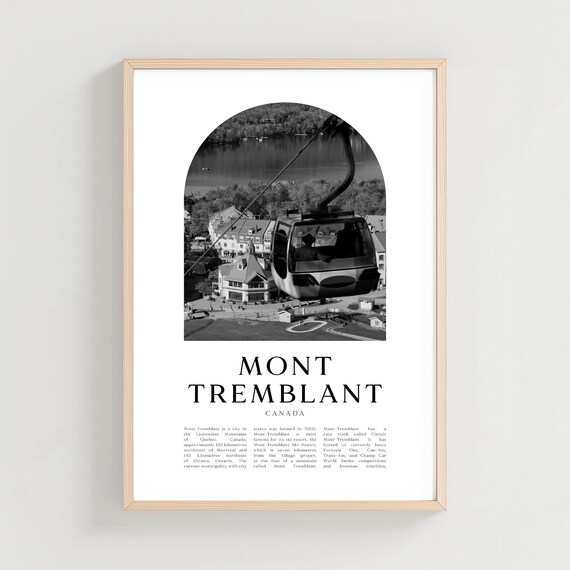Mont Tremblant Gondola Village Lake View Black White Travel Poster