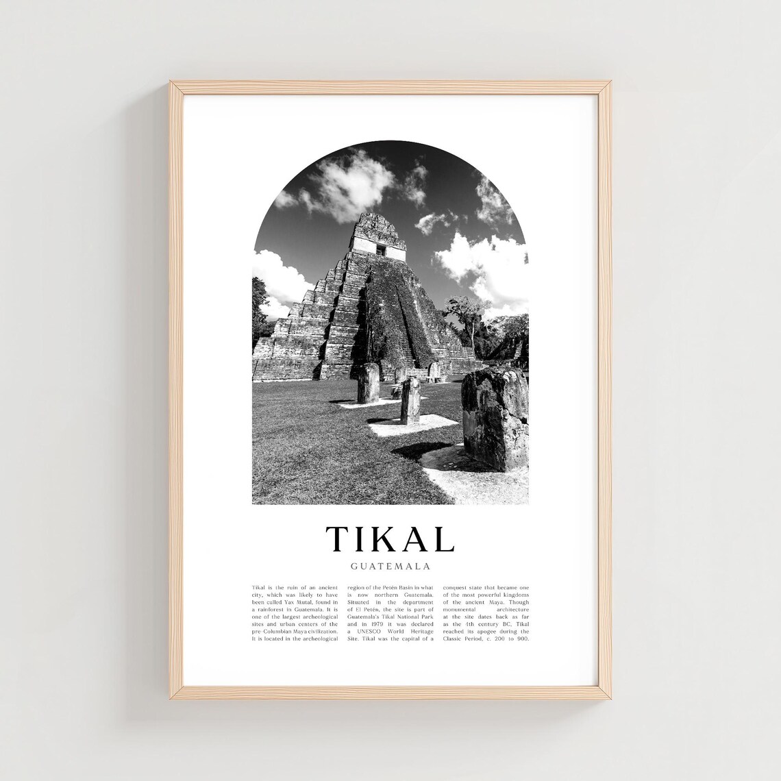Tikal Travel Poster Print Wall Art Guatemala City Gift Decor Ce17m