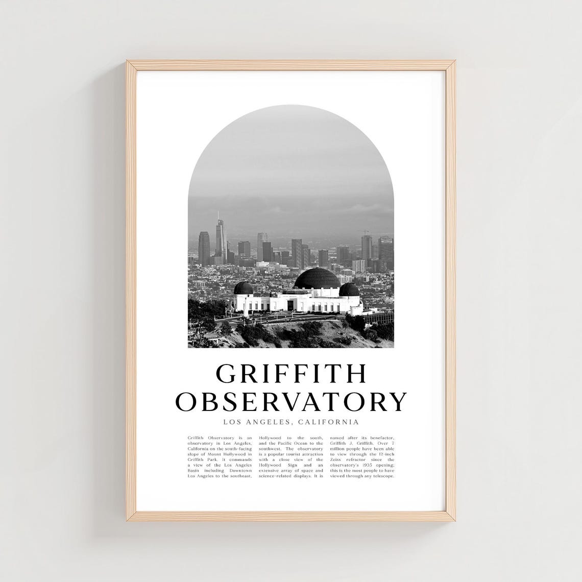 Griffith Observatory Los Angeles Domes Black and White Photo Poster