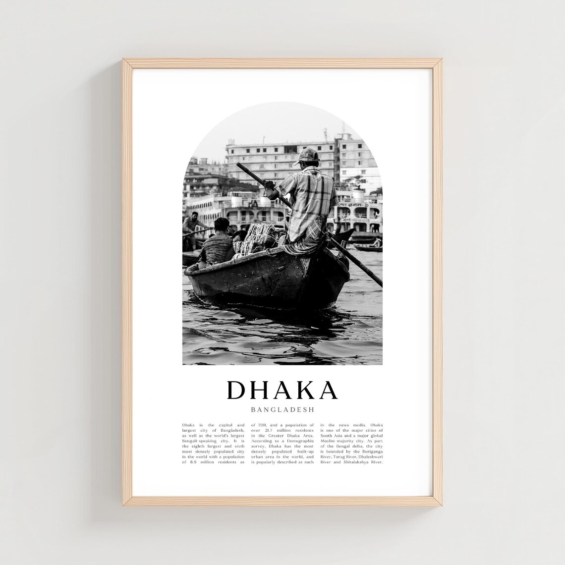 Dhaka Bangladesh Boatmen River Scene Black White Photography Print
