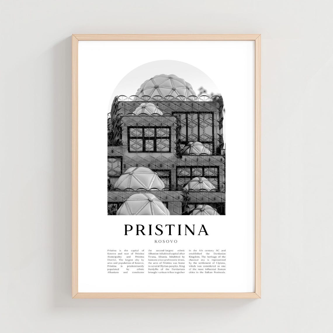 Pristina Kosovo National Library Black White Photo Poster Edition