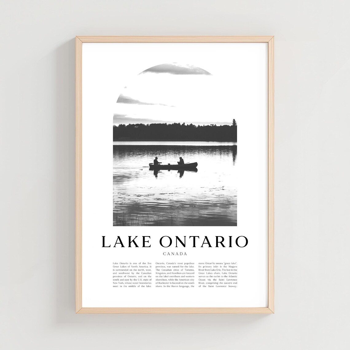 Lake Ontario Canada Canoe Sunset Black and White Photo Poster