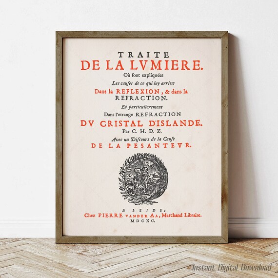 Christiaan Huygens Traite De La Lumiere 1690 Title Page Science Poster