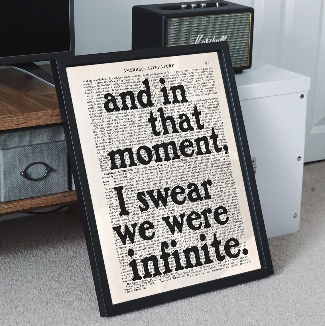 Stephen Chbosky And In That Moment I Swear We Were Infinite Quote Art - Image 4