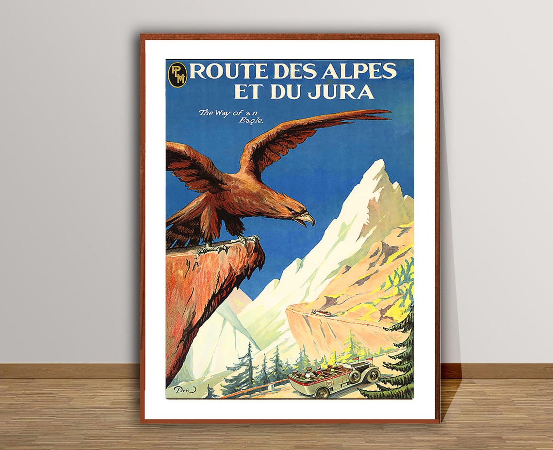 Route des Alpes et du Jura Eagle Alpine Road Vintage Travel Poster - Image 2