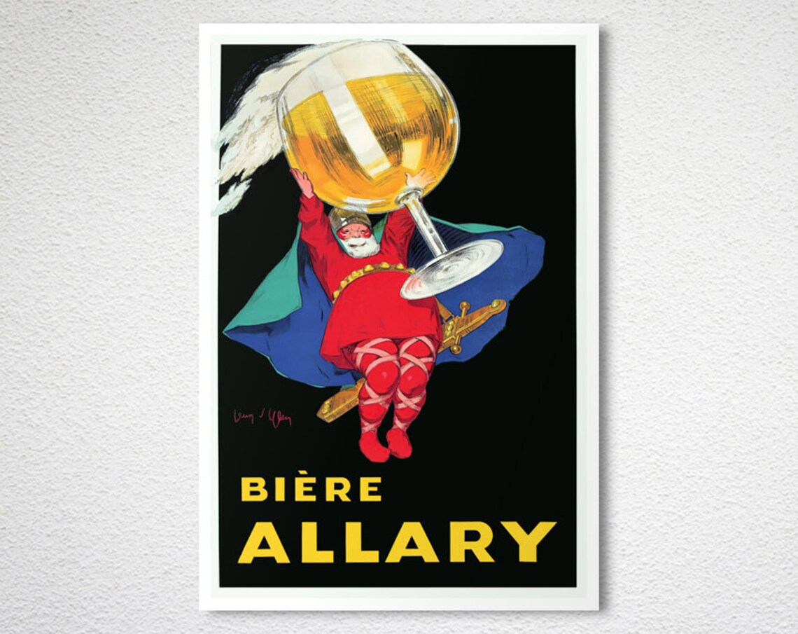 Biere Allary French Beer Little King Giant Glass Vintage Ad Poster - Image 2