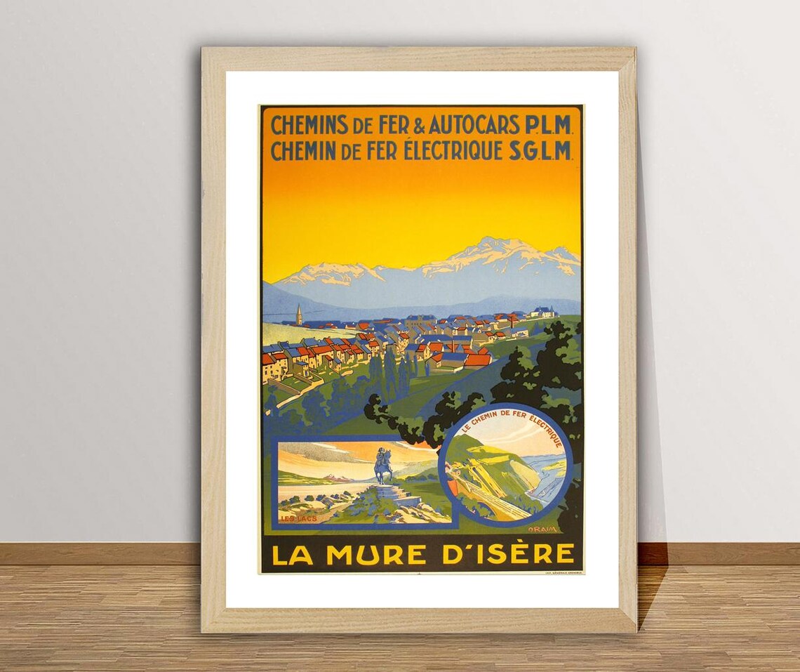 La Mure d'Isere France Alps Town Railway Vintage Travel Poster