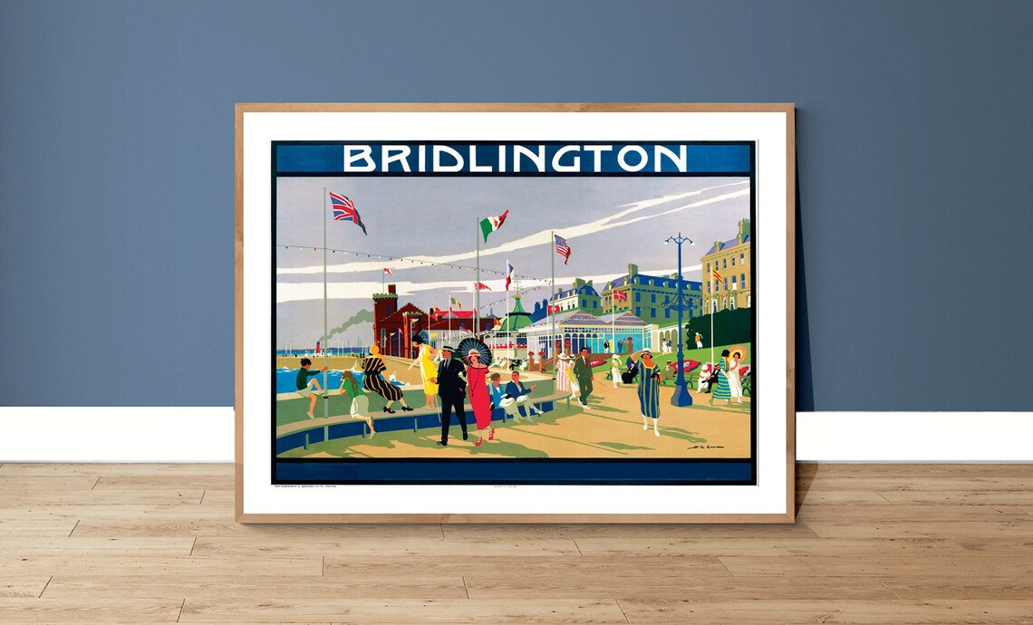 Bridlington England Seaside Promenade Vintage British Travel Poster