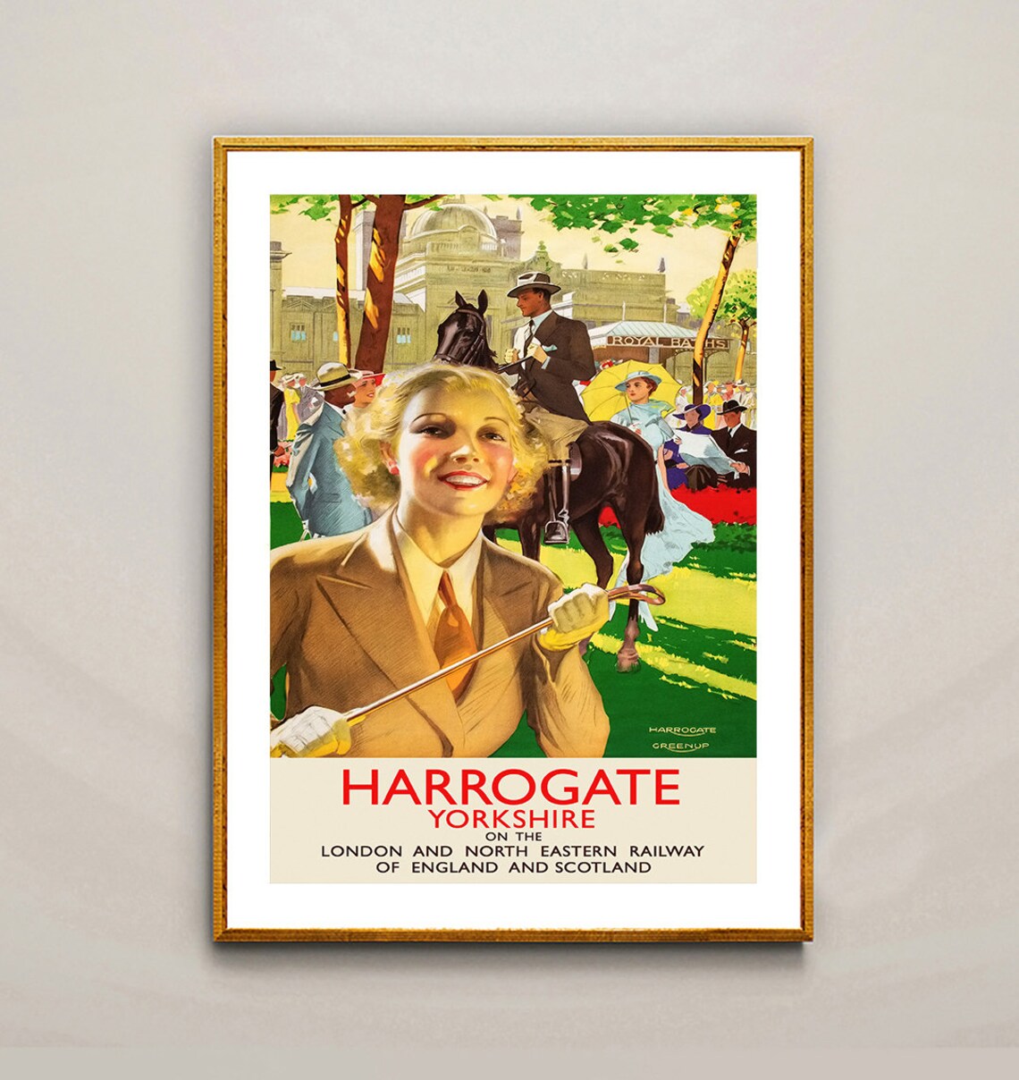 Harrogate Yorkshire England Vintage Railway Horse Racing Poster
