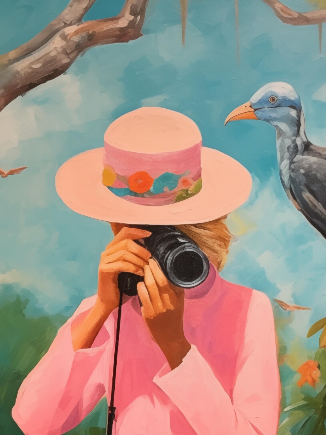Birdwatcher Whimsical Bird Print, Maximalist Decor - Image 2