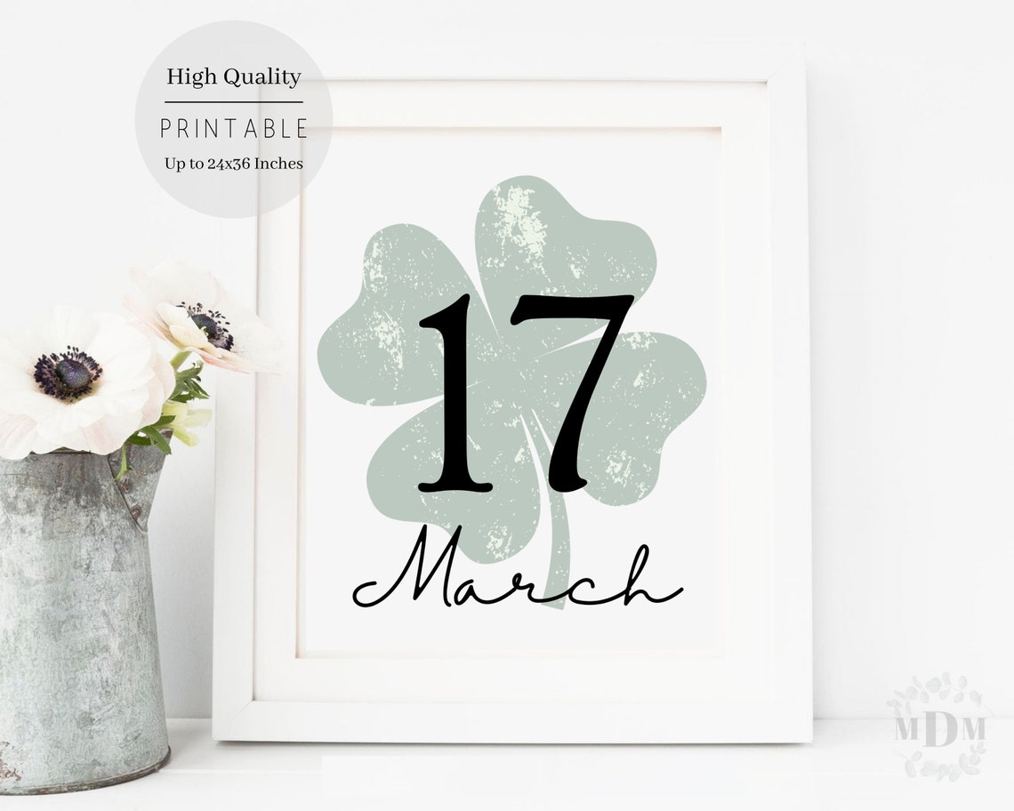 17 March Shamrock St Patricks Day Neutral Farmhouse Wall Poster - Image 4