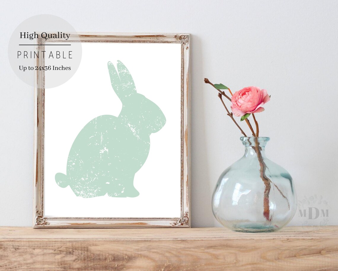Easter Bunny Art Print, Farmhouse Easter Decor