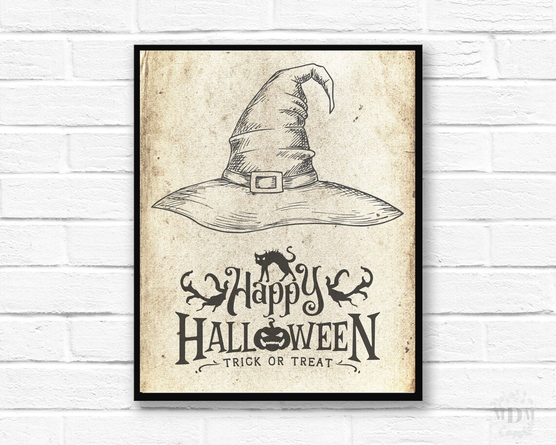 Happy Halloween Book Page Art Print, Antique Look - Image 5