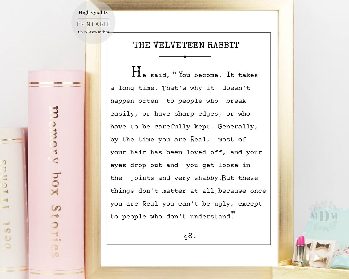 The Velveteen Rabbit Book Quote Typewriter Nursery Inspirational Wall Art - Image 3