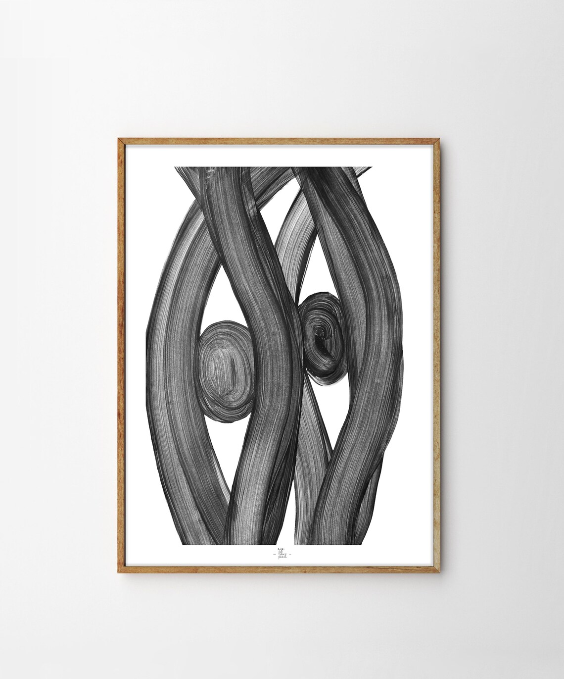 Twin Spiral Eyes In Flowing Black Brushstroke Strands Art Poster - Image 5