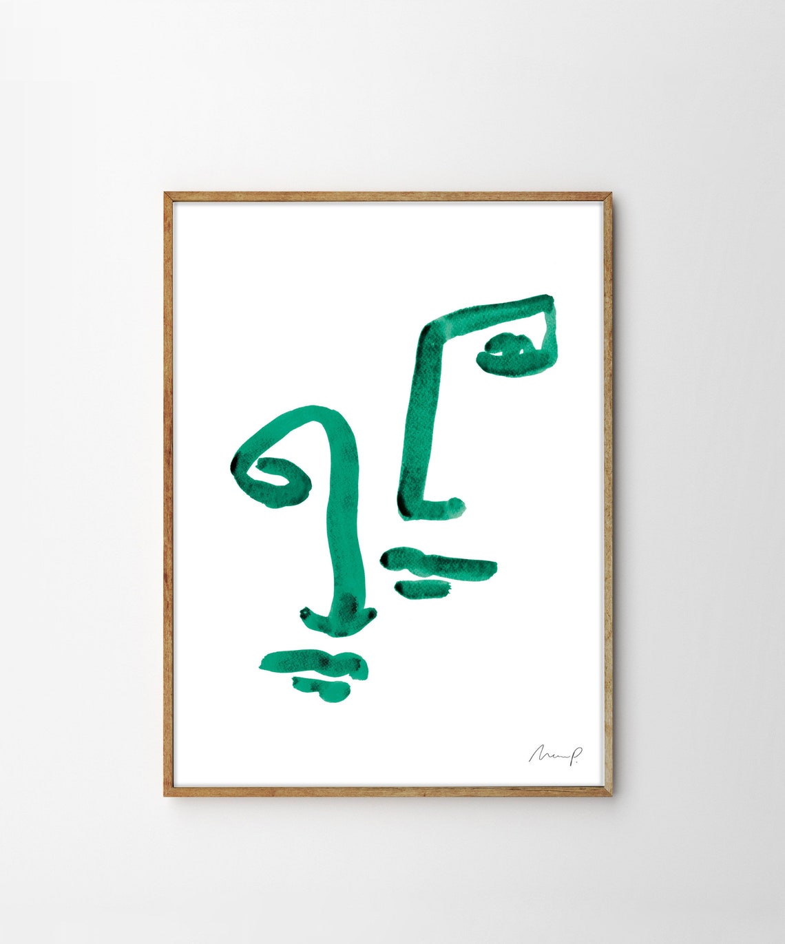 Green Brushstroke Face Eleven Angular Geometric Abstract Art Poster - Image 4