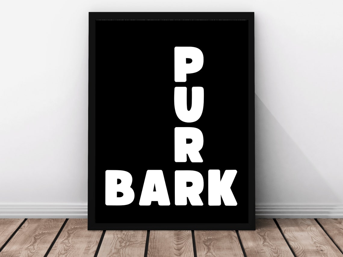 Purr Bark Bold Black Typography Minimalist Cat Dog Wordplay Poster - Image 3