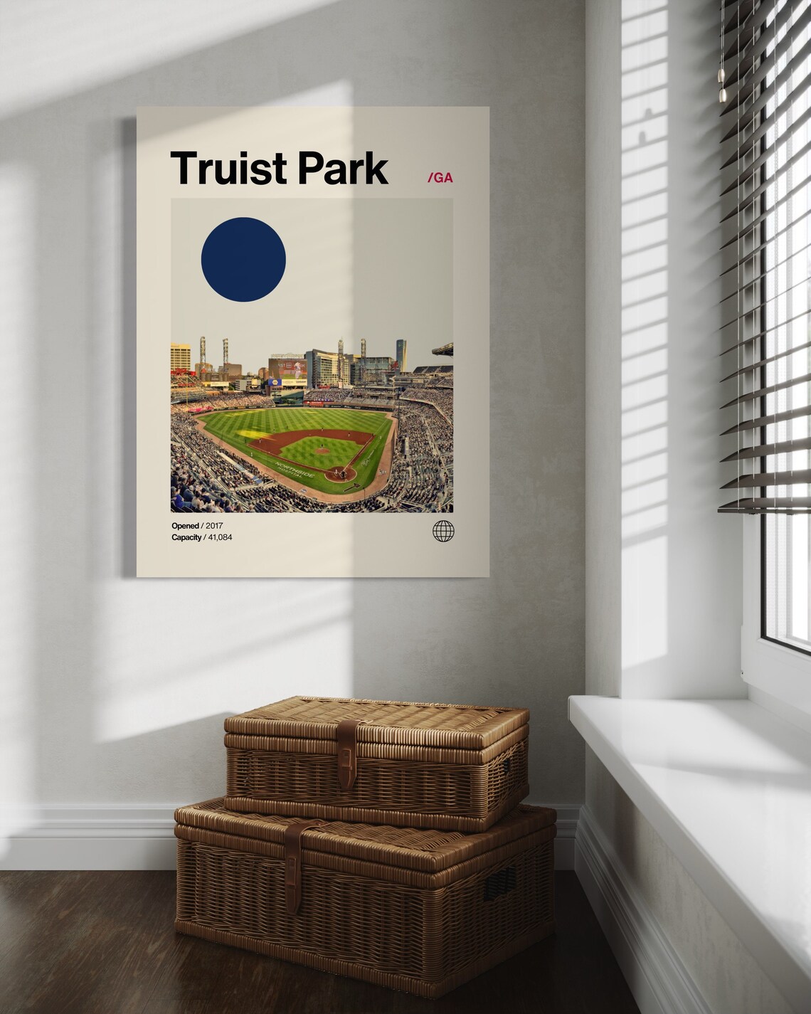 Truist Park Minimalist Mid-Century Baseball Poster - Image 3