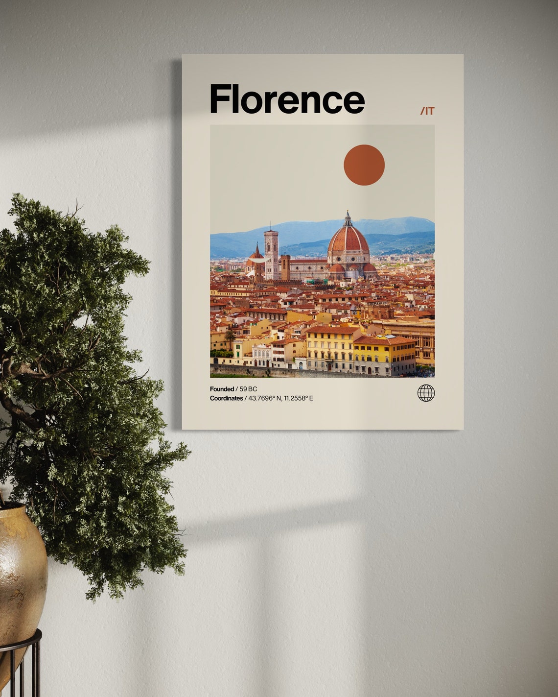 Florence Poster Minimalist Helvetica Mid Century Modern Florence Travel Print Florence Wall Art Florence Italy Art House Art Italia - Image 3